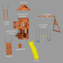 Load image into Gallery viewer, Woodland Swing Set - yellow slide - exploded view
