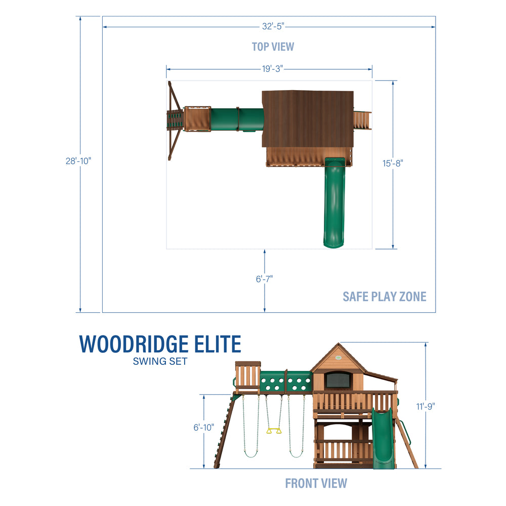 Woodridge Elite Swing Set dimensions