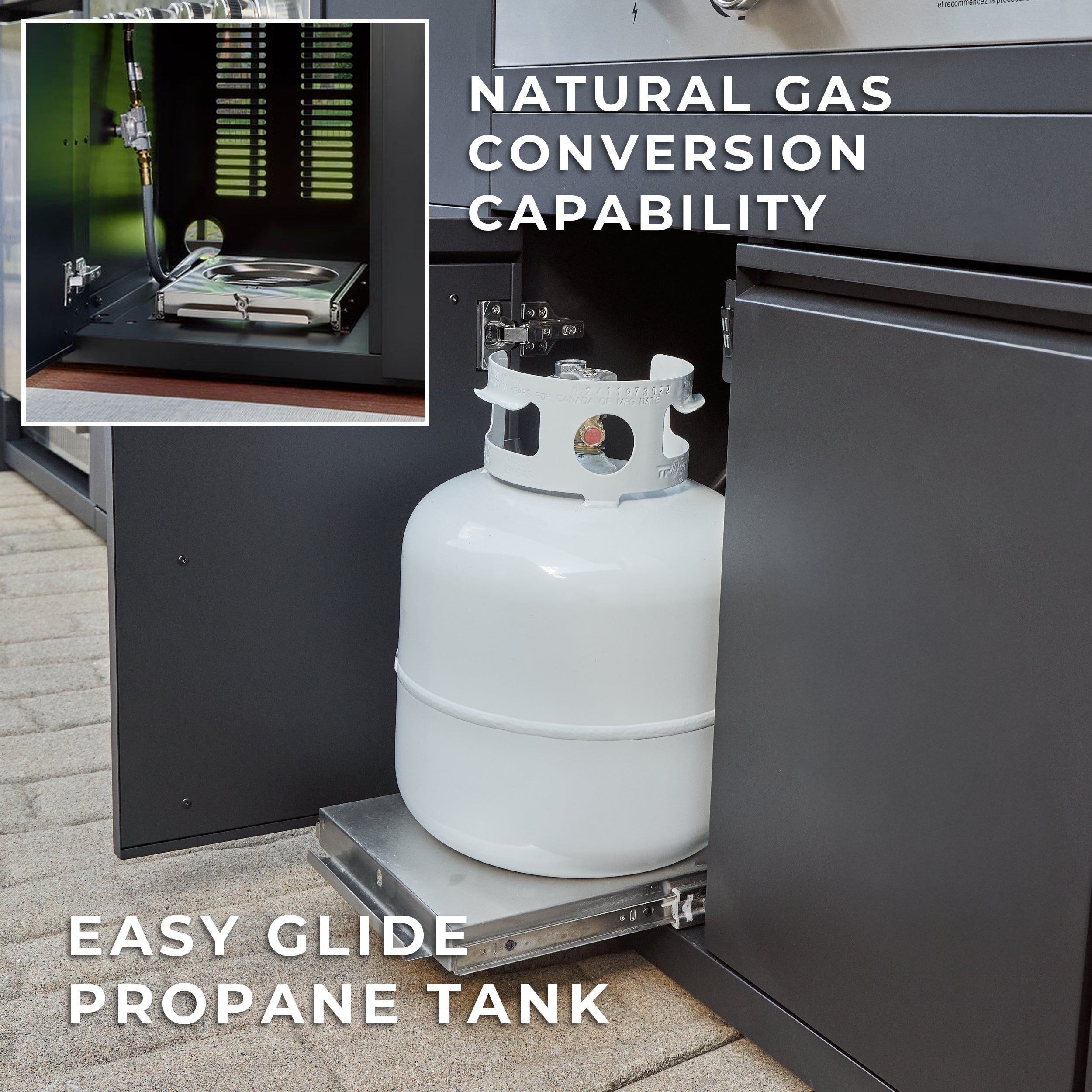 Fusion Flame 2 Outdoor Kitchen with Grill, Pizza Oven, and Refrigerator