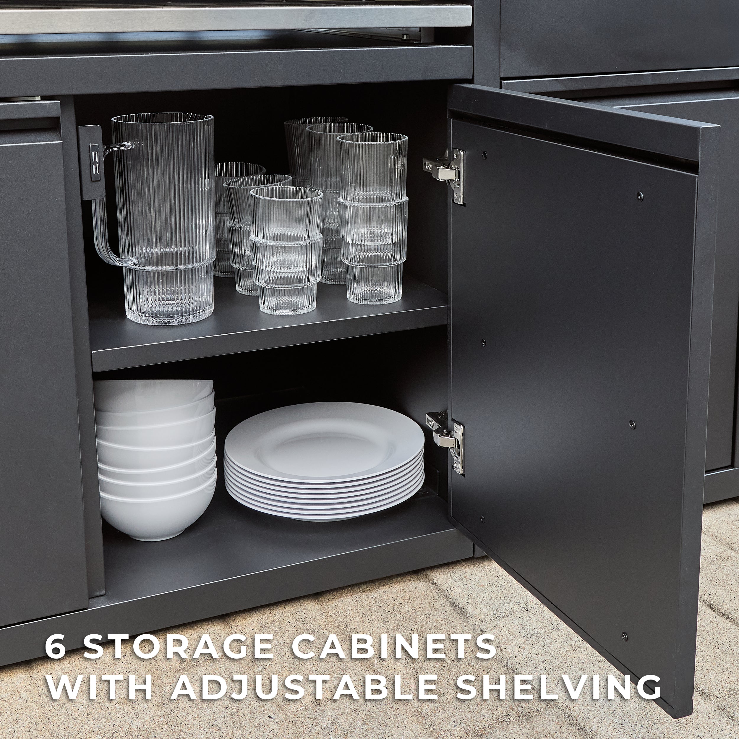 Fusion Flame 2 Outdoor Kitchen with Grill, Pizza Oven, and Refrigerator