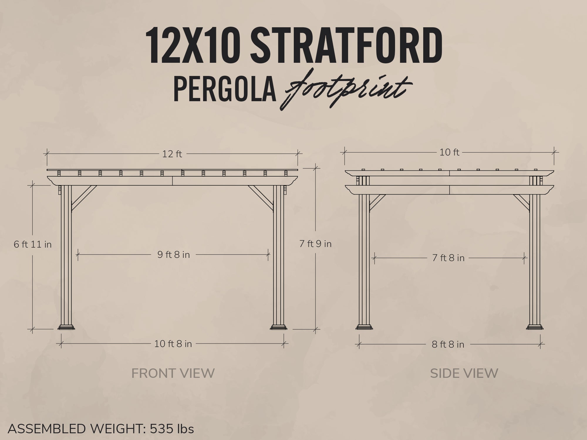 Stratford | 12x10 Steel Pergola – Black
