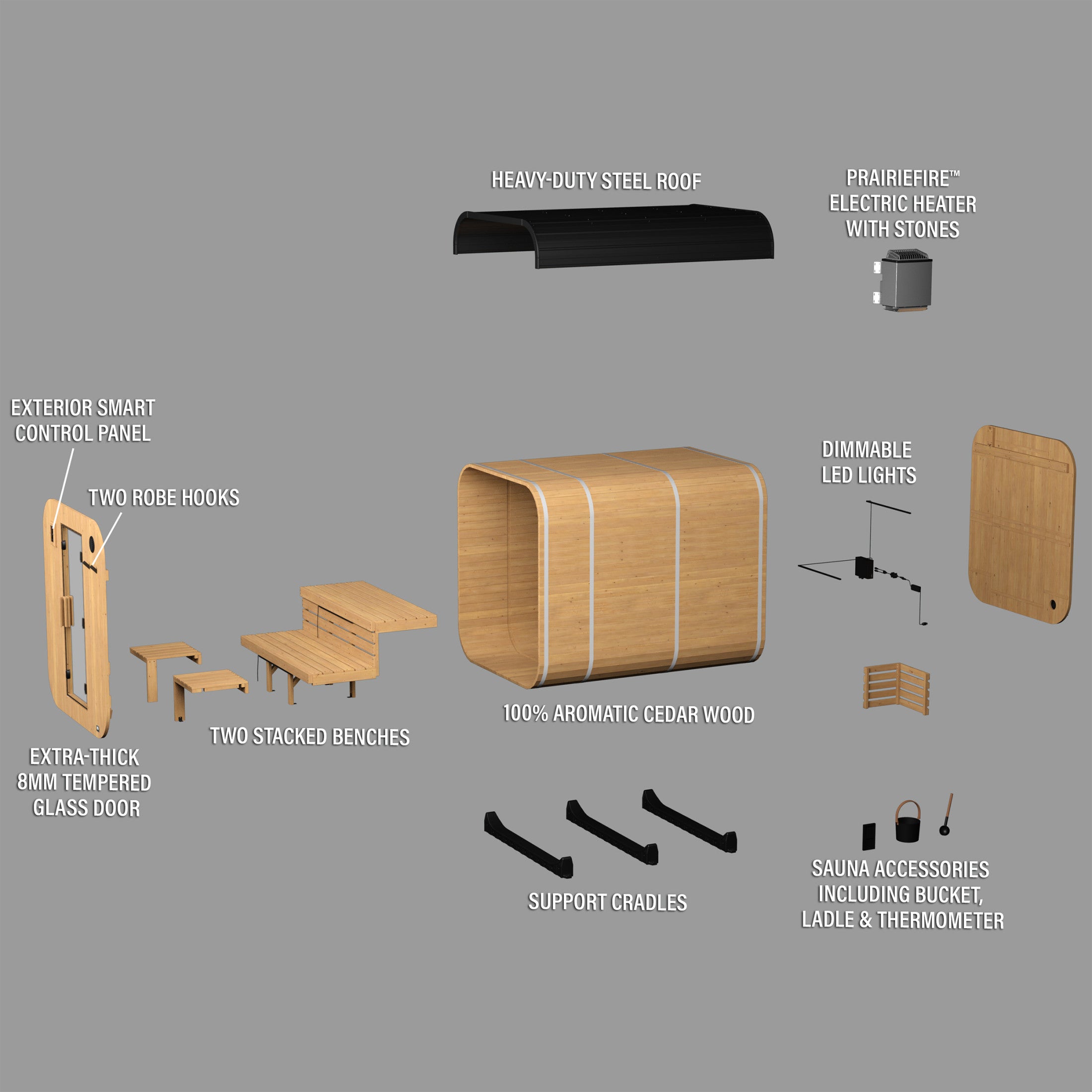 Lennon Outdoor Cube Sauna with Porch – 4-6 Person