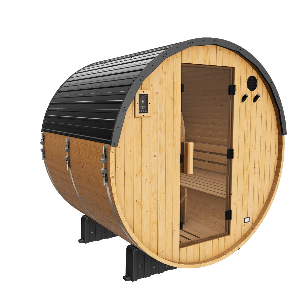 Paxton Outdoor Barrel Sauna – 2-4 Person | stacked