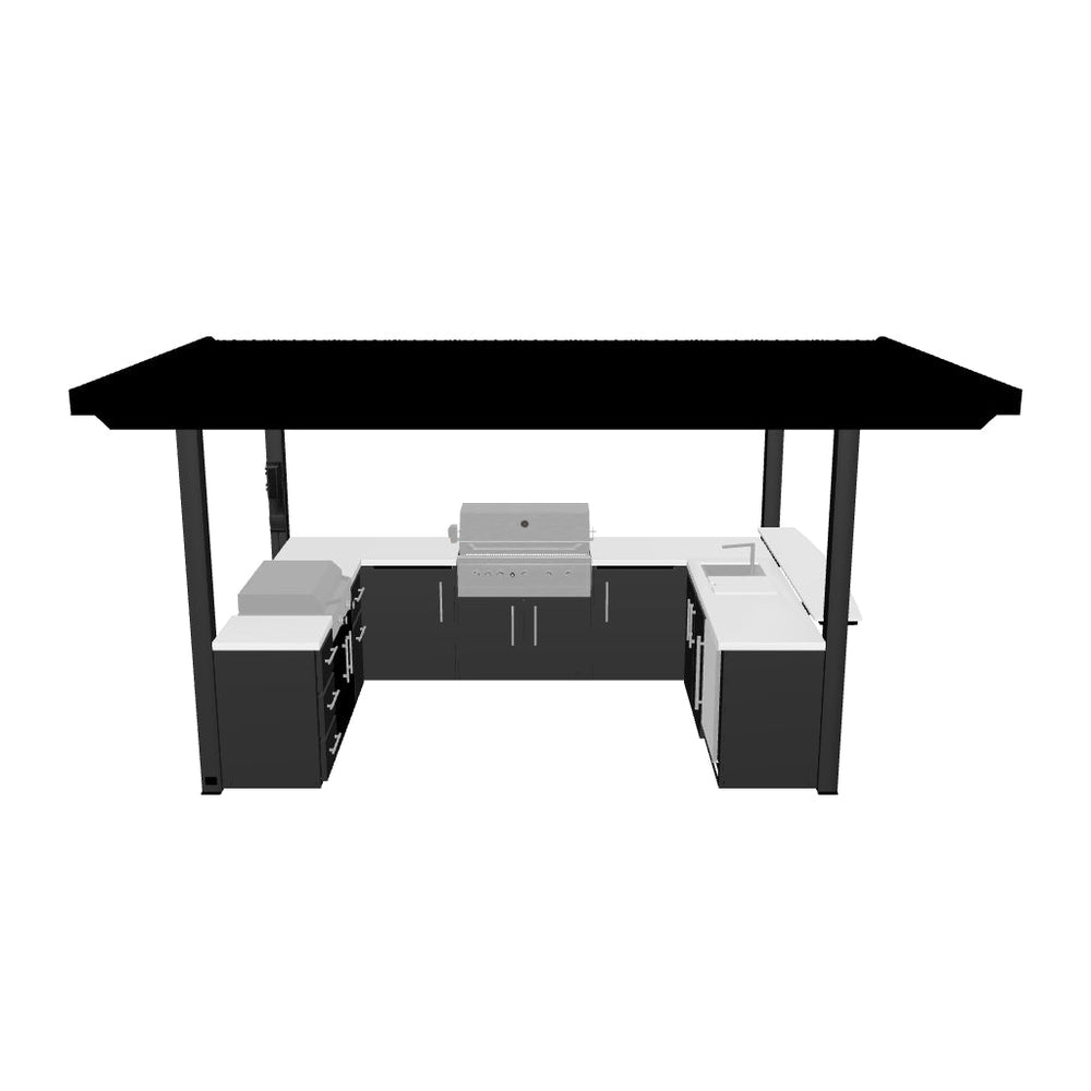 Edgemont Bay | U-Shape Outdoor Kitchen with Bar Seating, Grill & Griddle