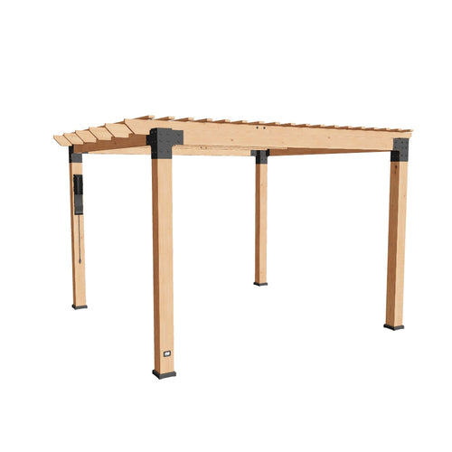 3D rendering of the Backyard Discovery Montrose 12x10 cedar pergola kit.