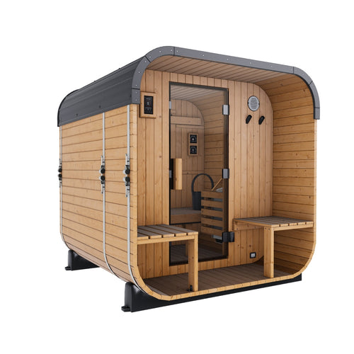 Lennon Outdoor Cube Sauna with Porch – 2-4 Person | stacked