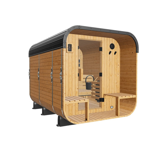 Lennon Outdoor Cube Sauna with Porch – 4-6 Person | stacked
