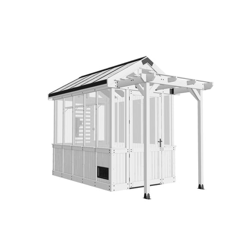 3D model preview of a 9x6 cedar greenhouse for viewing in your backyard with AR. | stacked