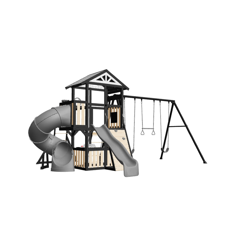Atlas Steel Swing Set with Monkey Bars and Tube Slide