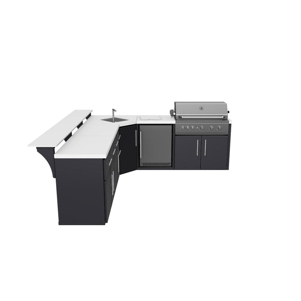Emory | Corner Outdoor Kitchen Island with Bar Seating & Built-In Griddle – Right