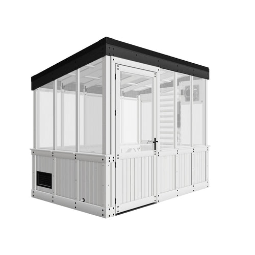 3D model preview of a cedar greenhouse for viewing in your backyard with AR. | stacked