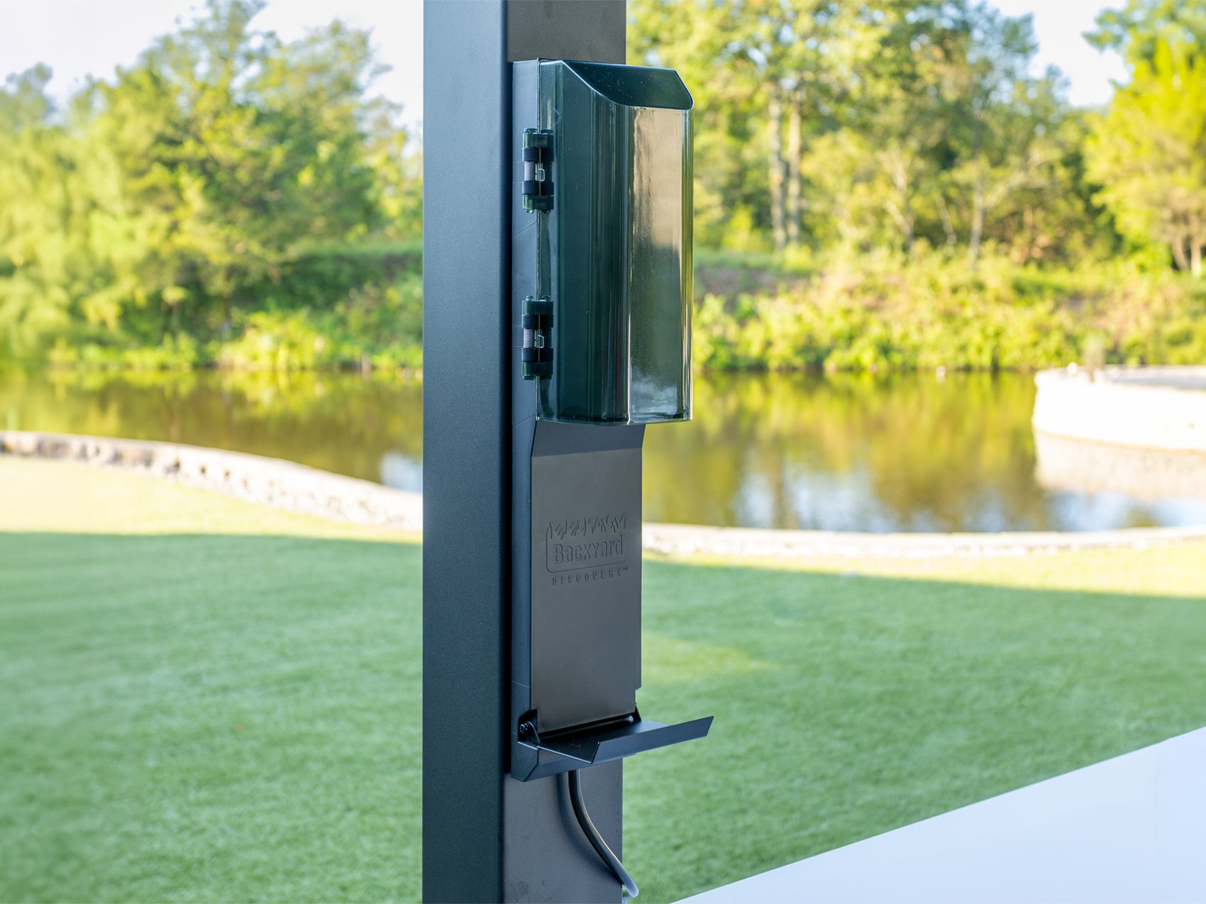 PowerPort with multiple outlets and device shelf built into the Edgemont Bay outdoor kitchen.