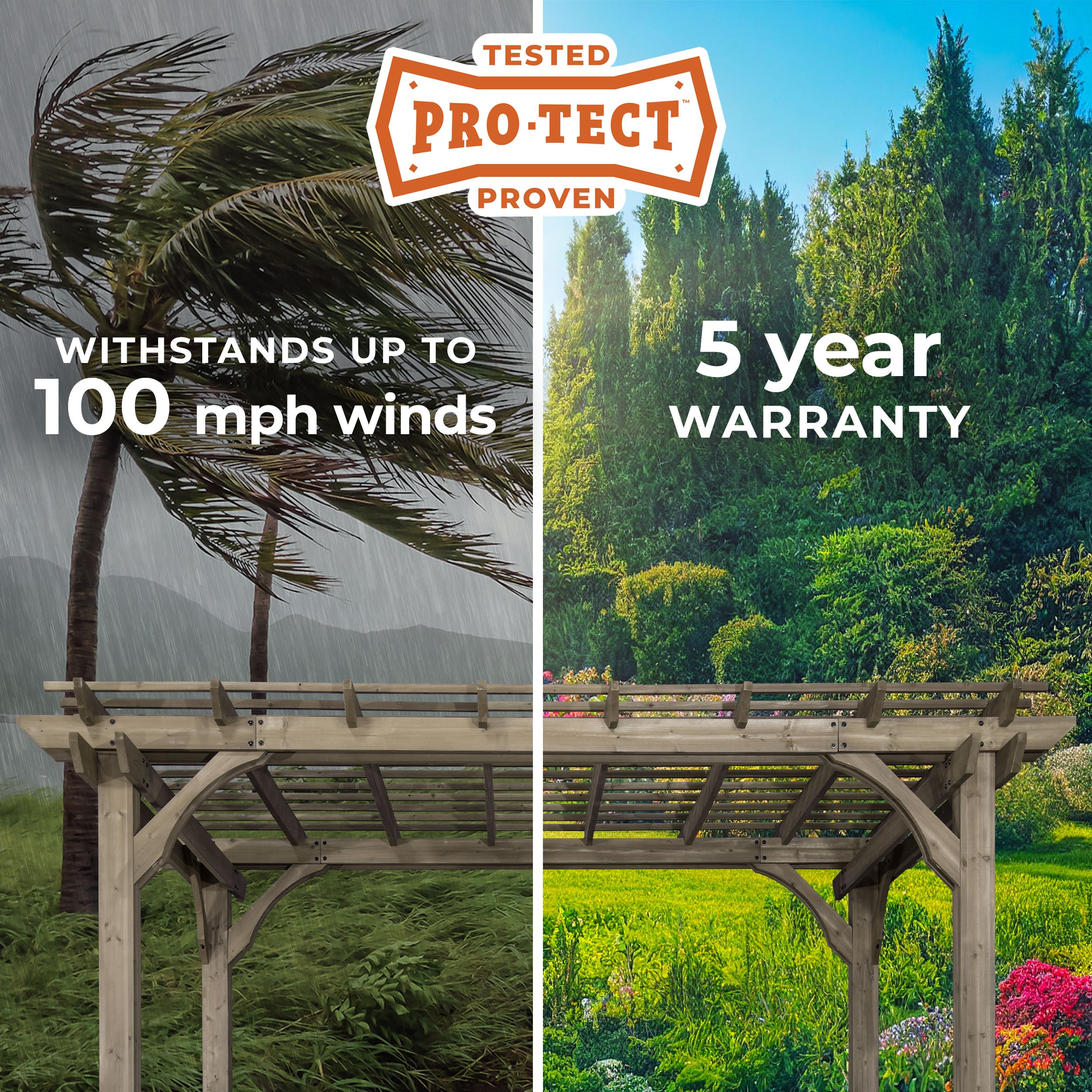 14x10 Somerville Pergola - Barnwood Stain