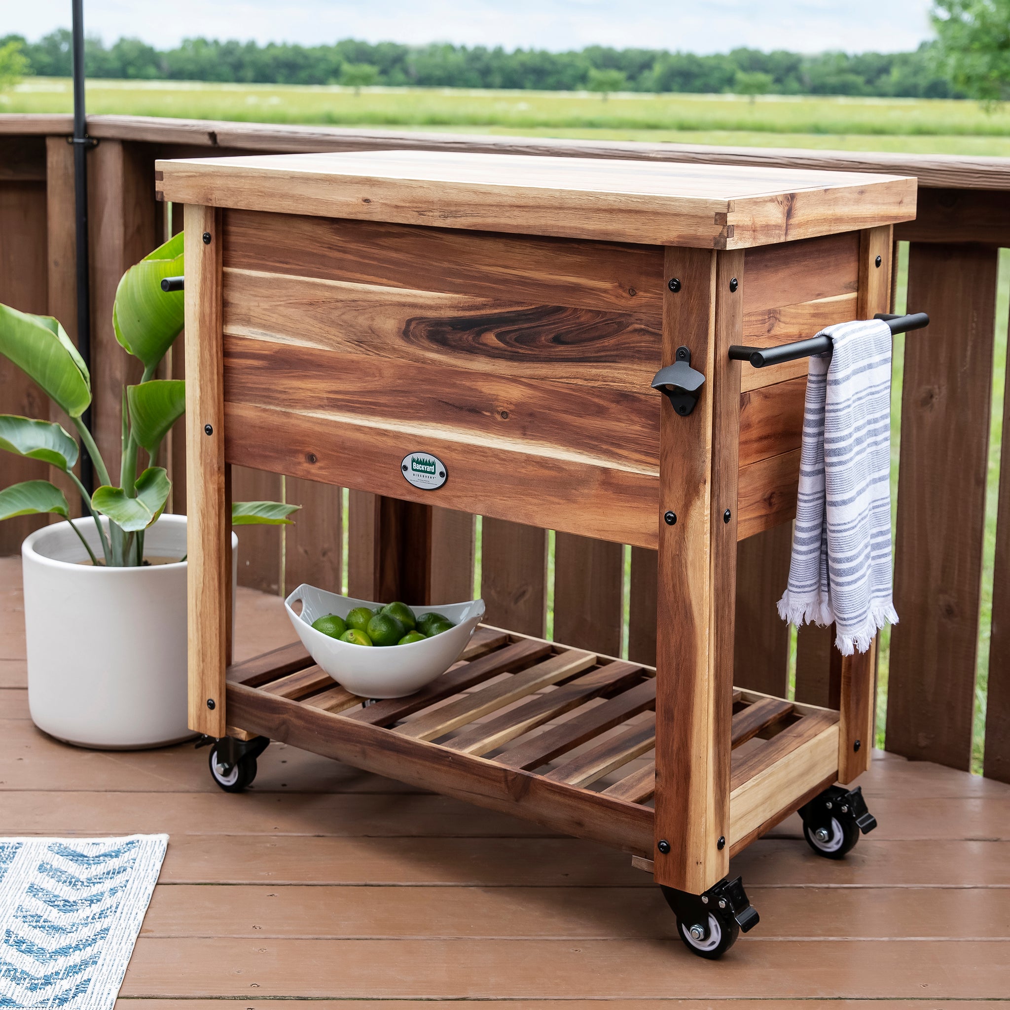 100 Quart Patio Cooler Acacia - Main Image