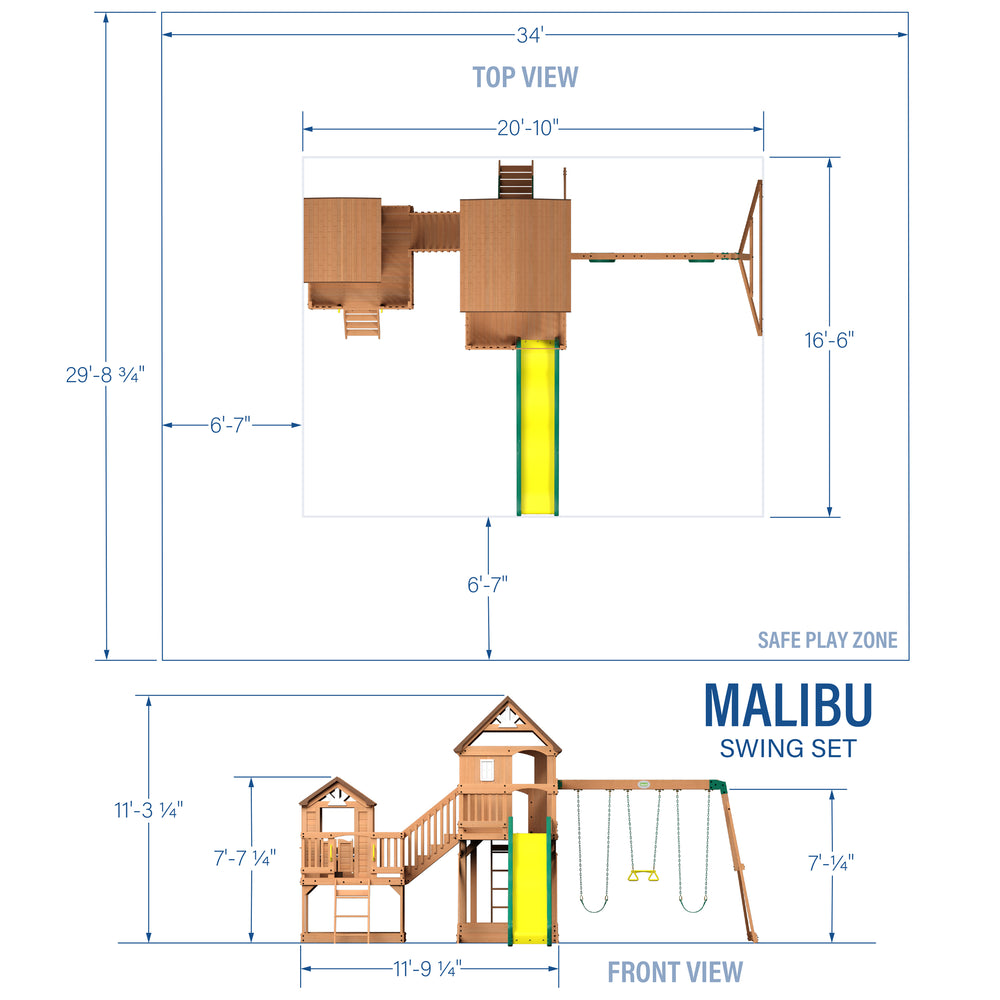 Malibu Swing Set Dimensions
