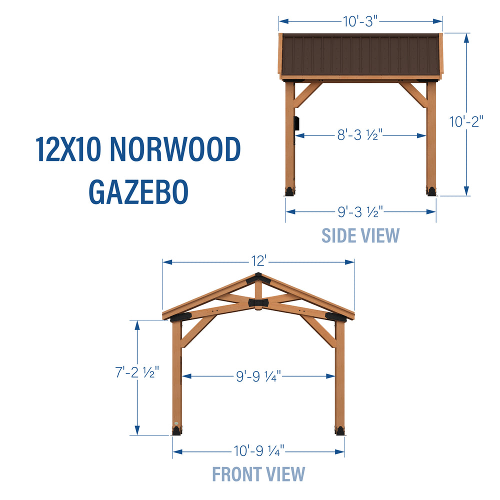 12x10 Norwood Gazebo Dimensions