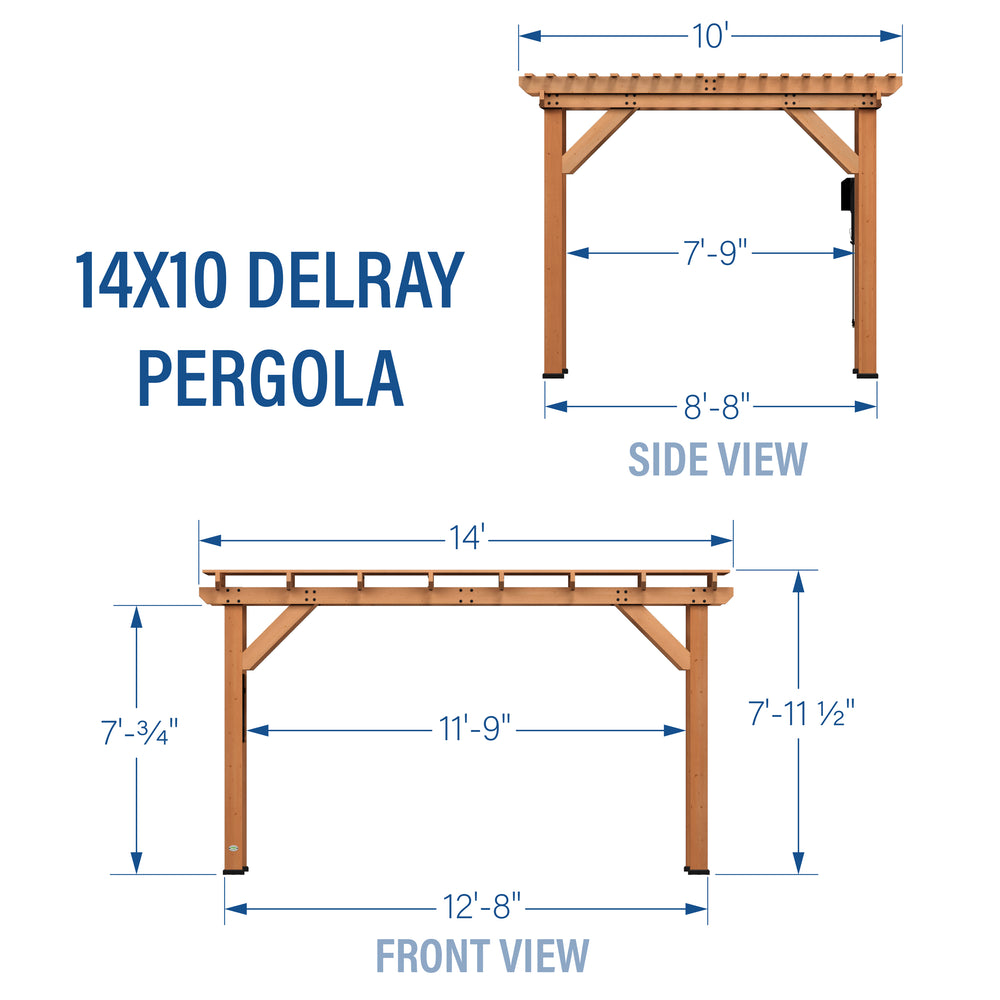 14x10 Delray Pergola Diagram