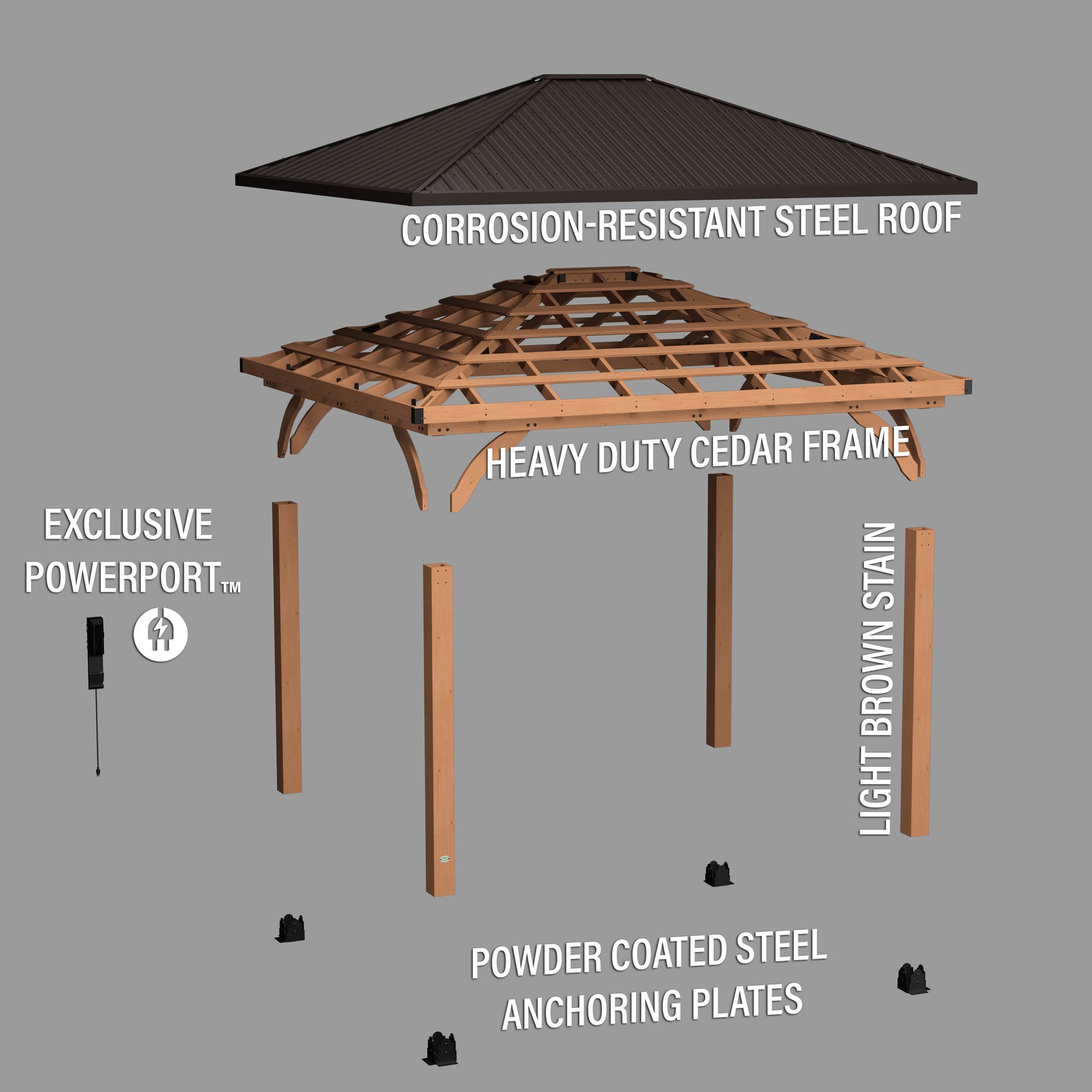 Barrington 14x12 Gazebo Exploded View