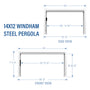 Load image into Gallery viewer, 14x12 Windham Modern Steel Pergola With Sail Shade Soft Canopy Diagram
