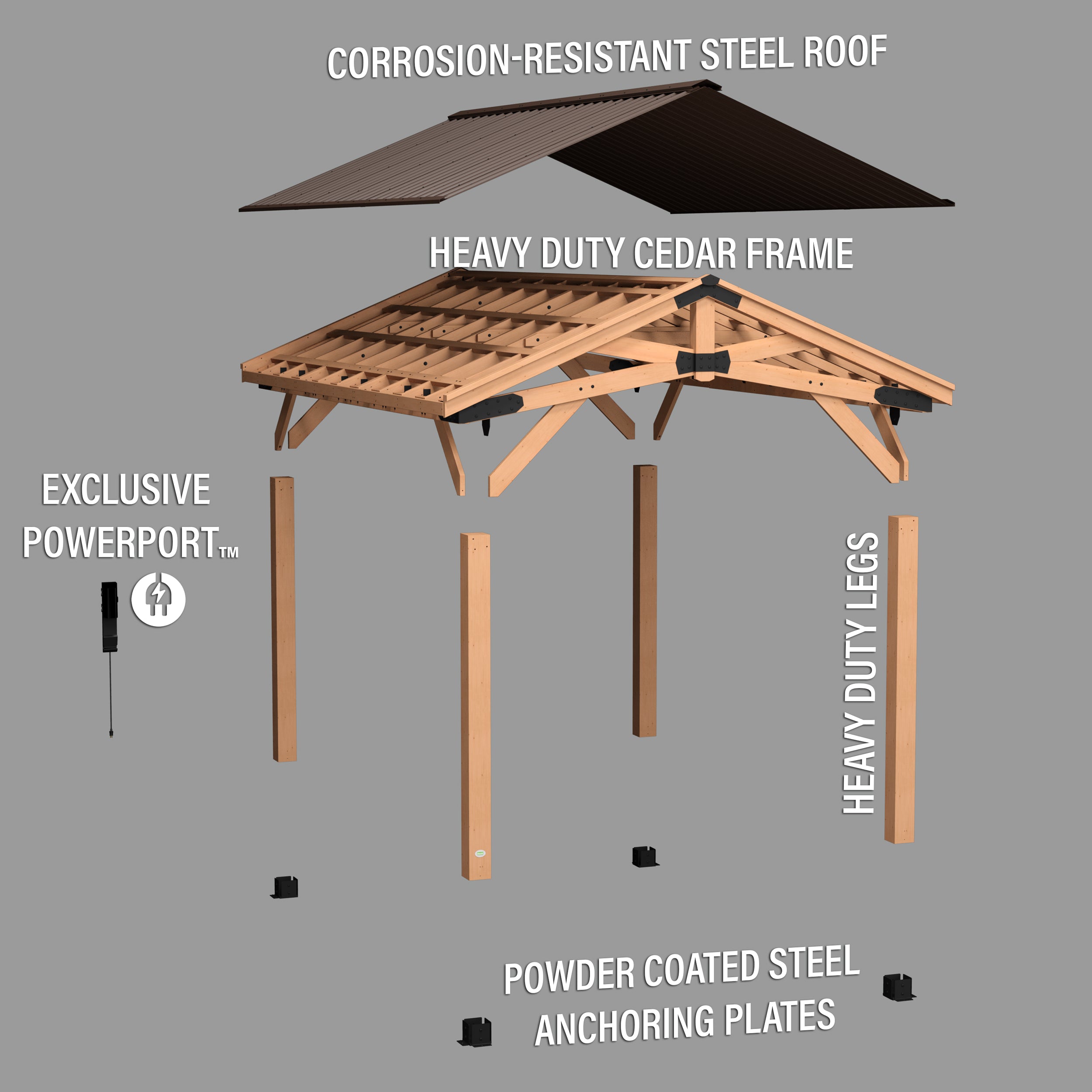 16x12 Norwood Gazebo Exploded View