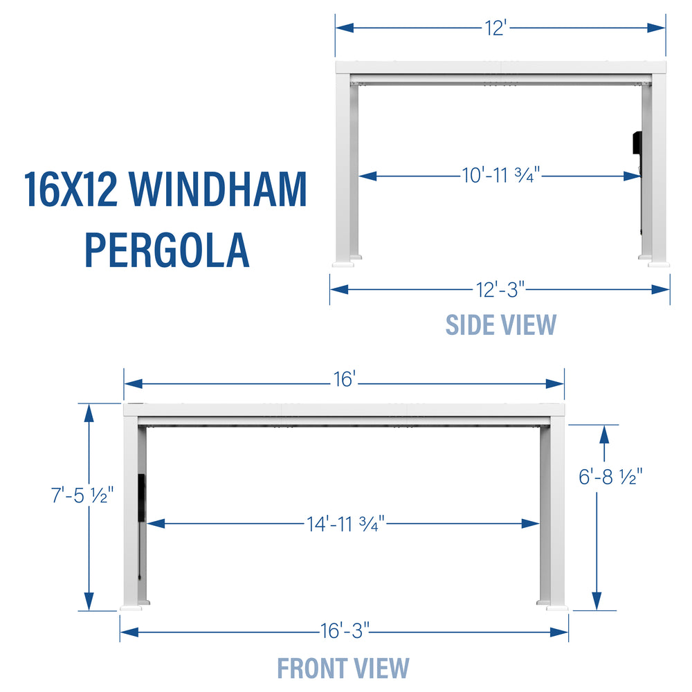 16x12 Windham Modern Steel Pergola Diagram