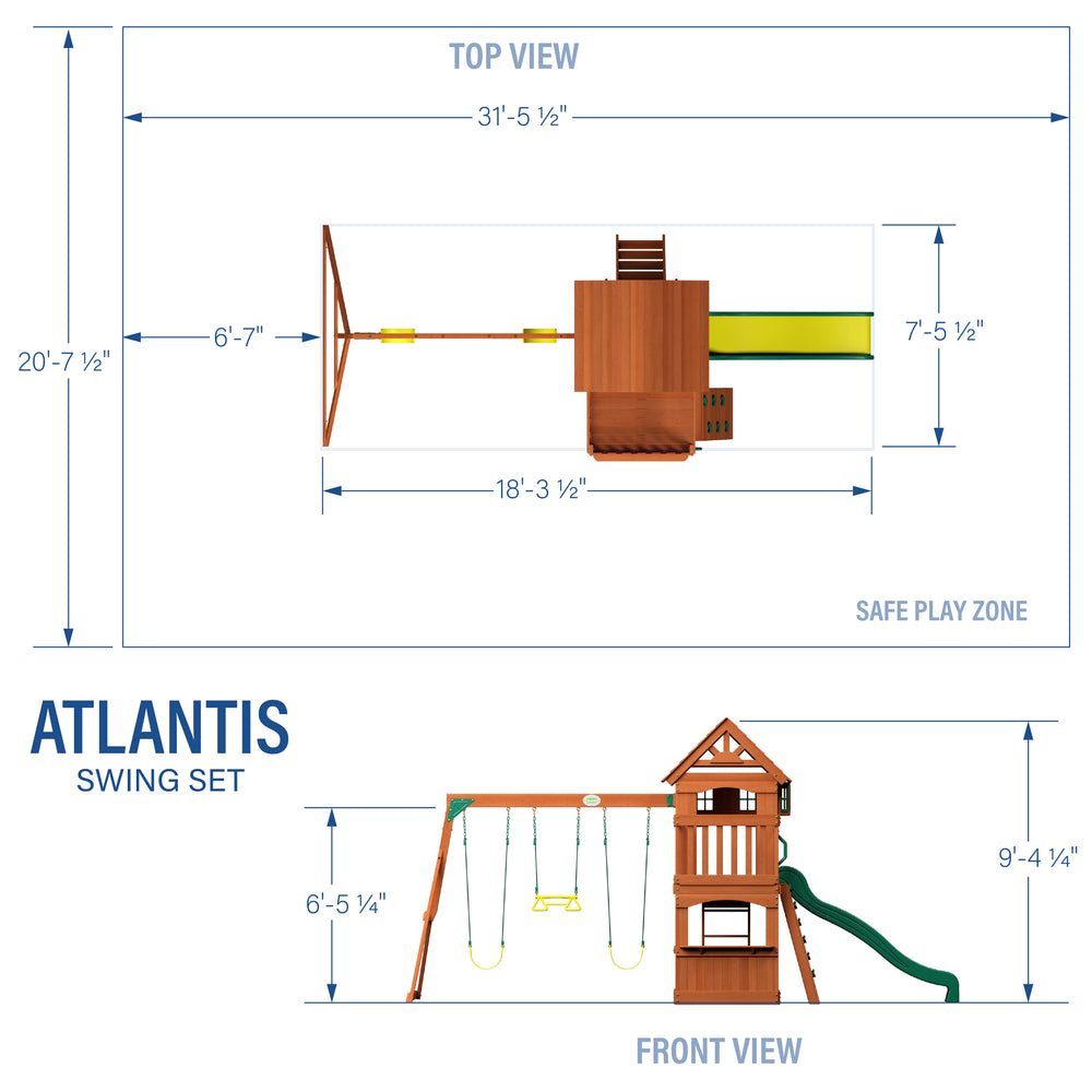 atlantis swing set dimensions