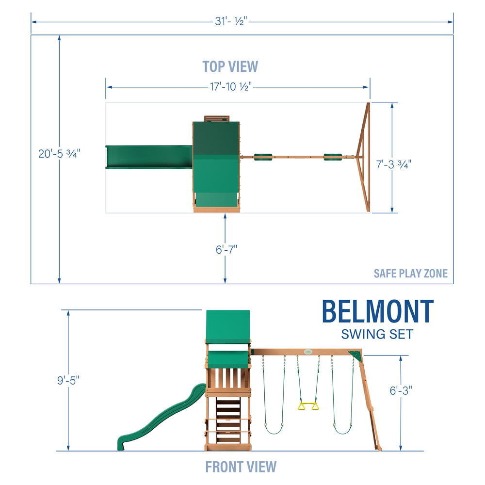Belmont Swing Set Dimensions