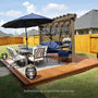 Load image into Gallery viewer, Hillsdale Traditional Steel Cabana Pergola with Conversational Seating - Customer Photo

