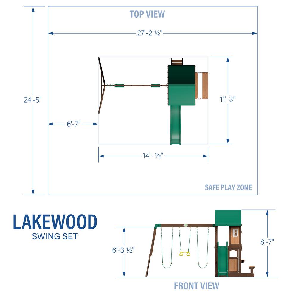 Lakewood Swing Set Dimensions