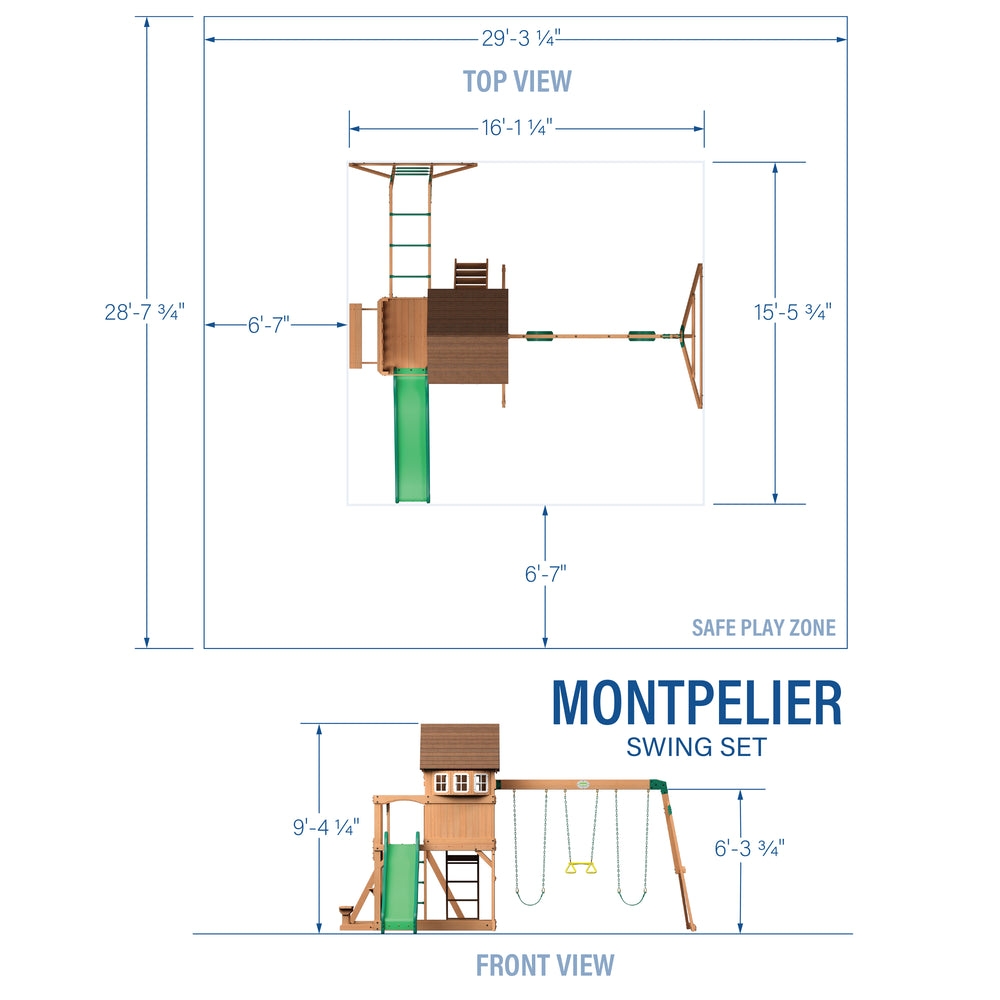 Montpelier Swing Set Dimensions