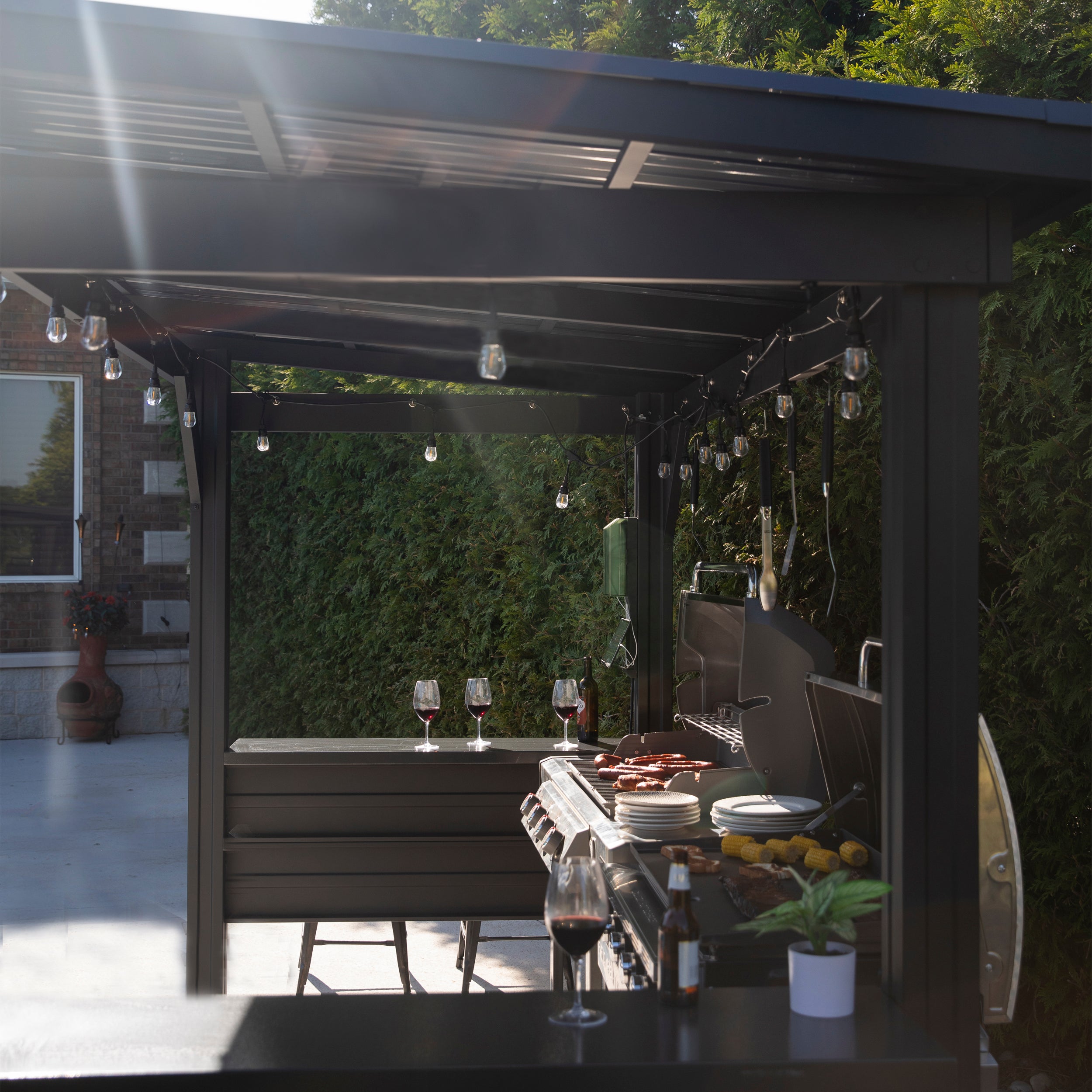 Rockport XL Steel Grill Gazebo in the sun