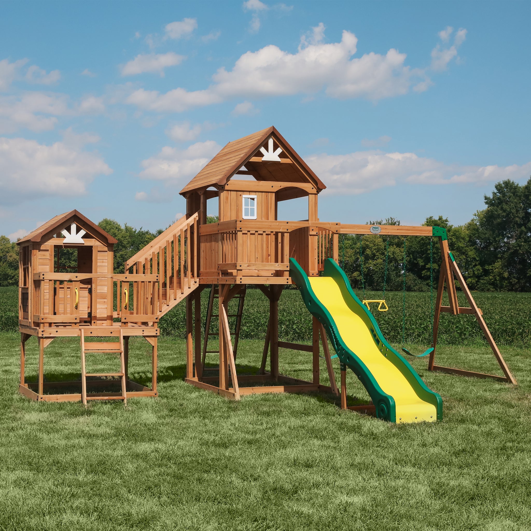 N Slide Lowes Swing Sets In Stock Malibu Wooden Swing Set For Kids