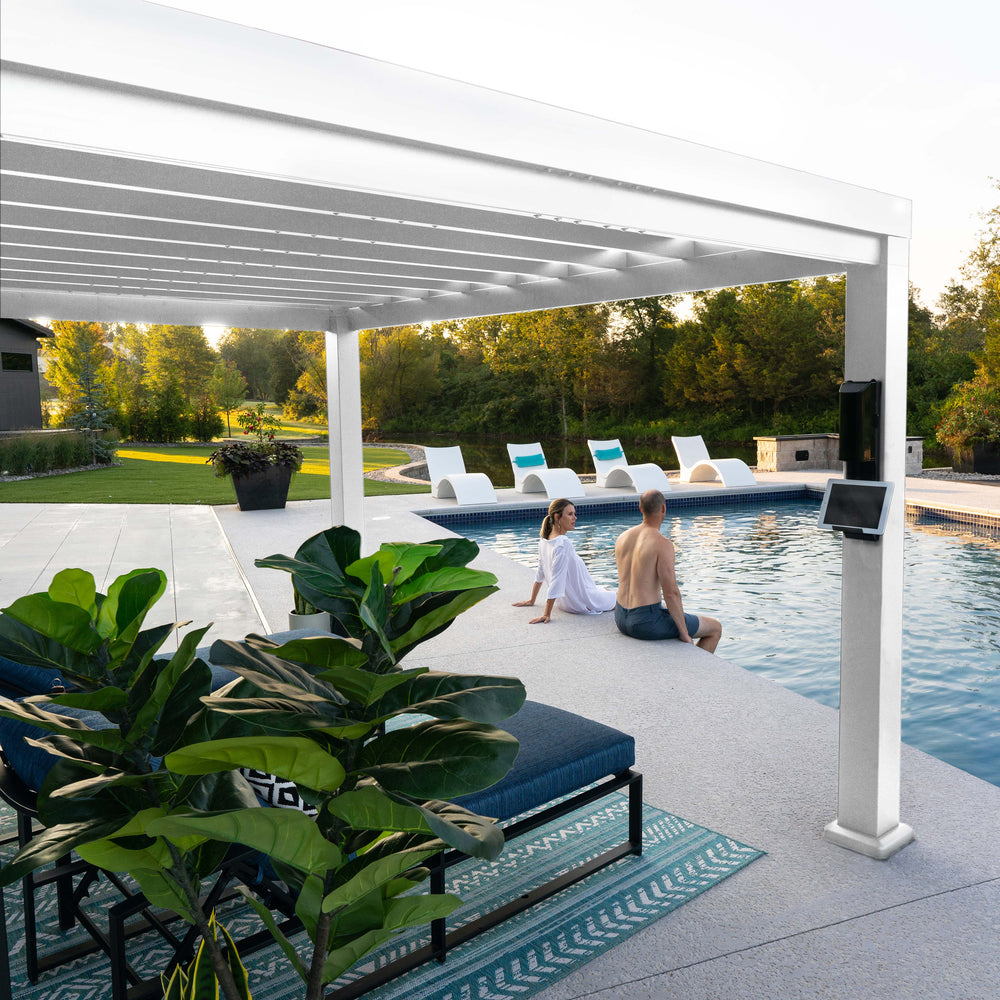 16x12 Windham Steel Pergola Pool With Sail Shade Soft Canopy