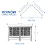 Load image into Gallery viewer, Richmond Steel Cabana Pergola Dimensions
