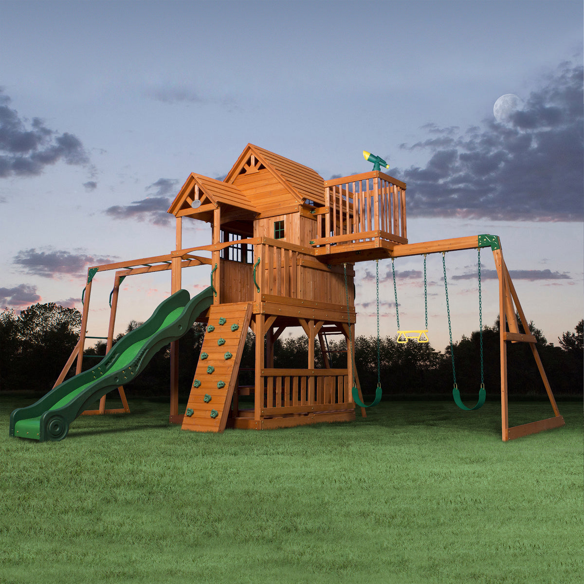 Skyfort II Wooden Swing Set Backyard Discovery skyfort-ii-wooden-swing-set-backyard-discovery