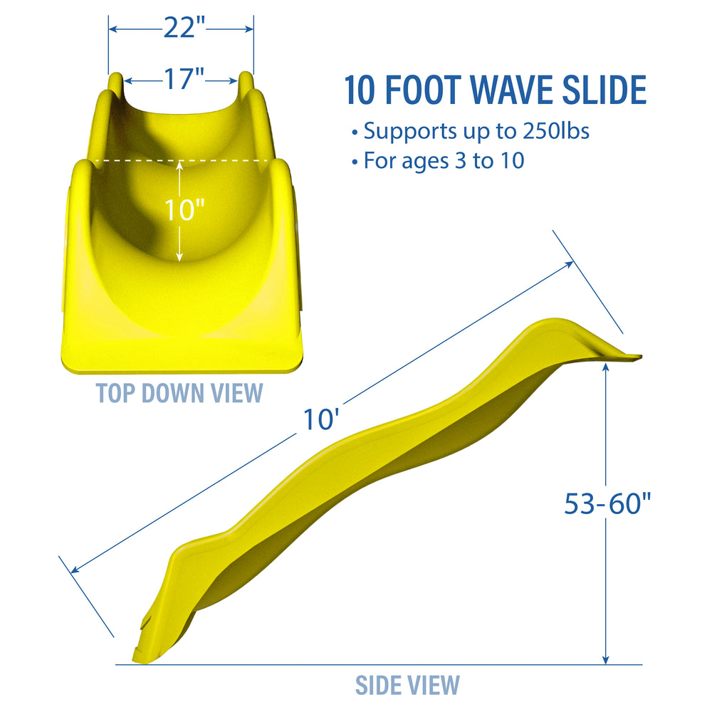 Yellow Wave Slide - 10 foot Dimensions