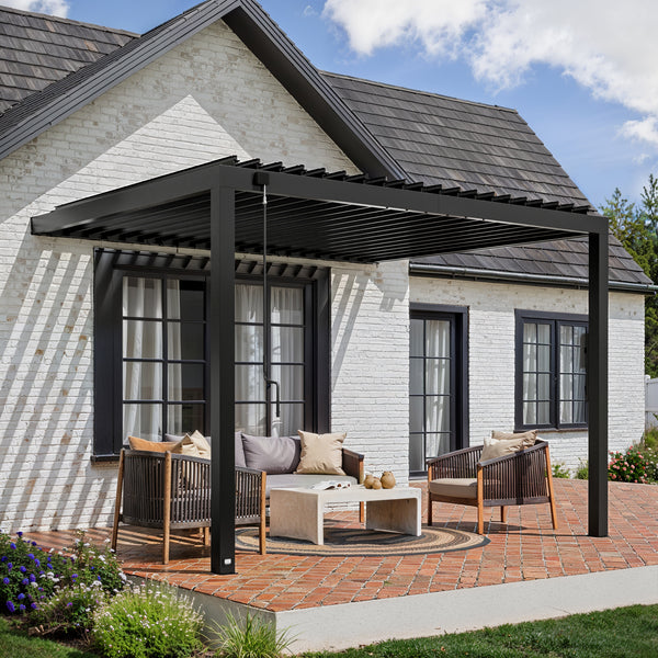 タロウページ 12x10 Evanston Wall Mounted Louvered Pergola