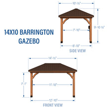 Load image into Gallery viewer, 14x10 Barrington Gazebo Dimensions
