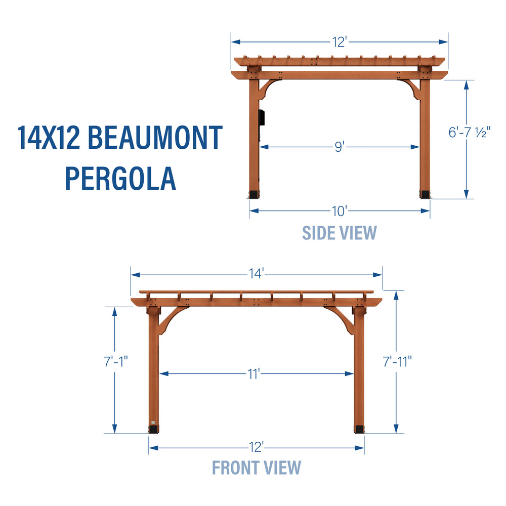 14x12 Beaumont Pergola Diagram