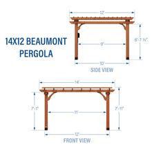 Load image into Gallery viewer, 14x12 Beaumont Pergola Diagram
