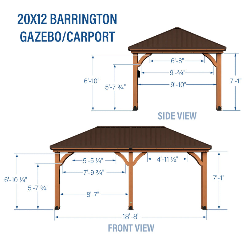20x12 Barrington Gazebo/Carport specifications