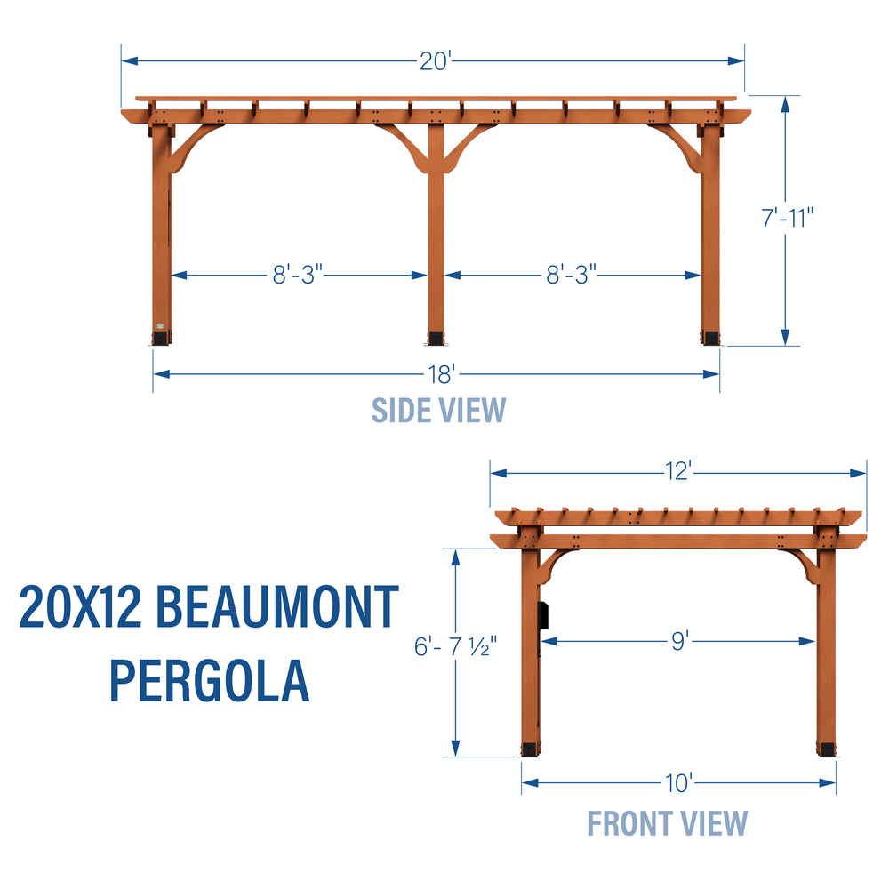 20x12 Beaumont Pergola Dimensions