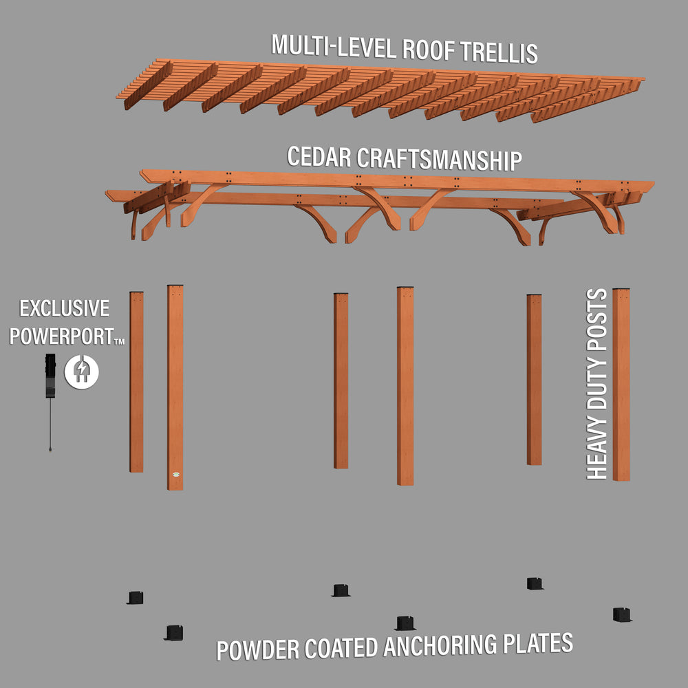 20x12 Beaumont Pergola Exploded View