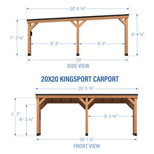 Load image into Gallery viewer, 20x20 Kingsport Carport dimensions
