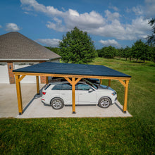 Load image into Gallery viewer, wooden carport on concrete patio
