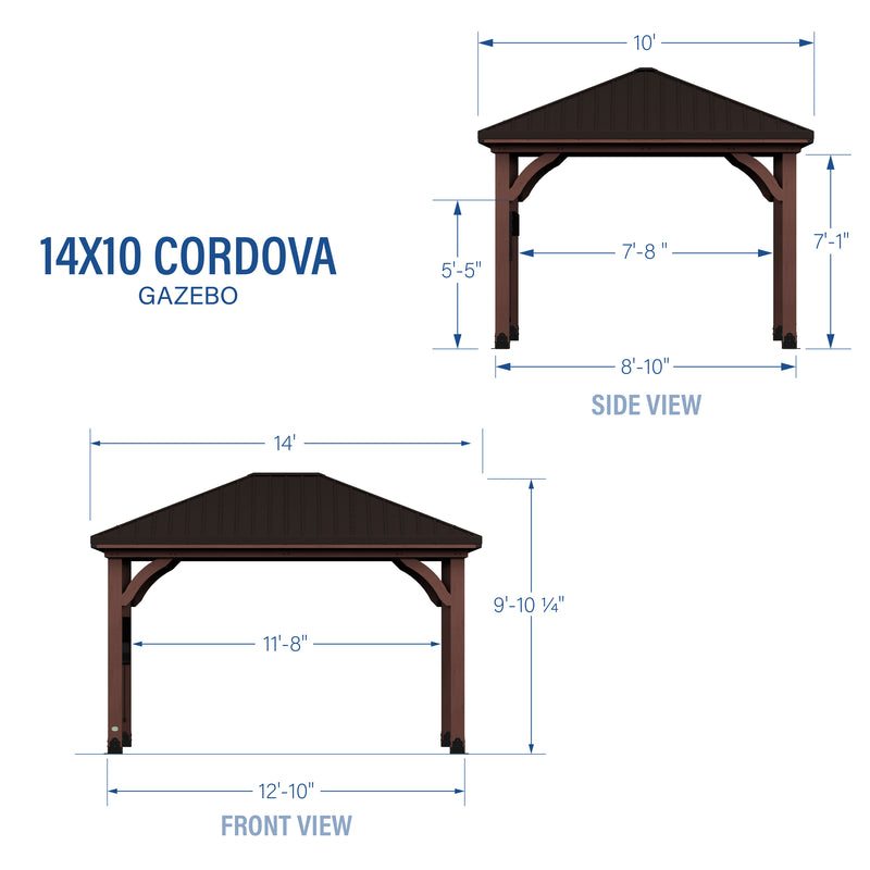 14x10 Cordova Gazebo-Dark Brown specifications
