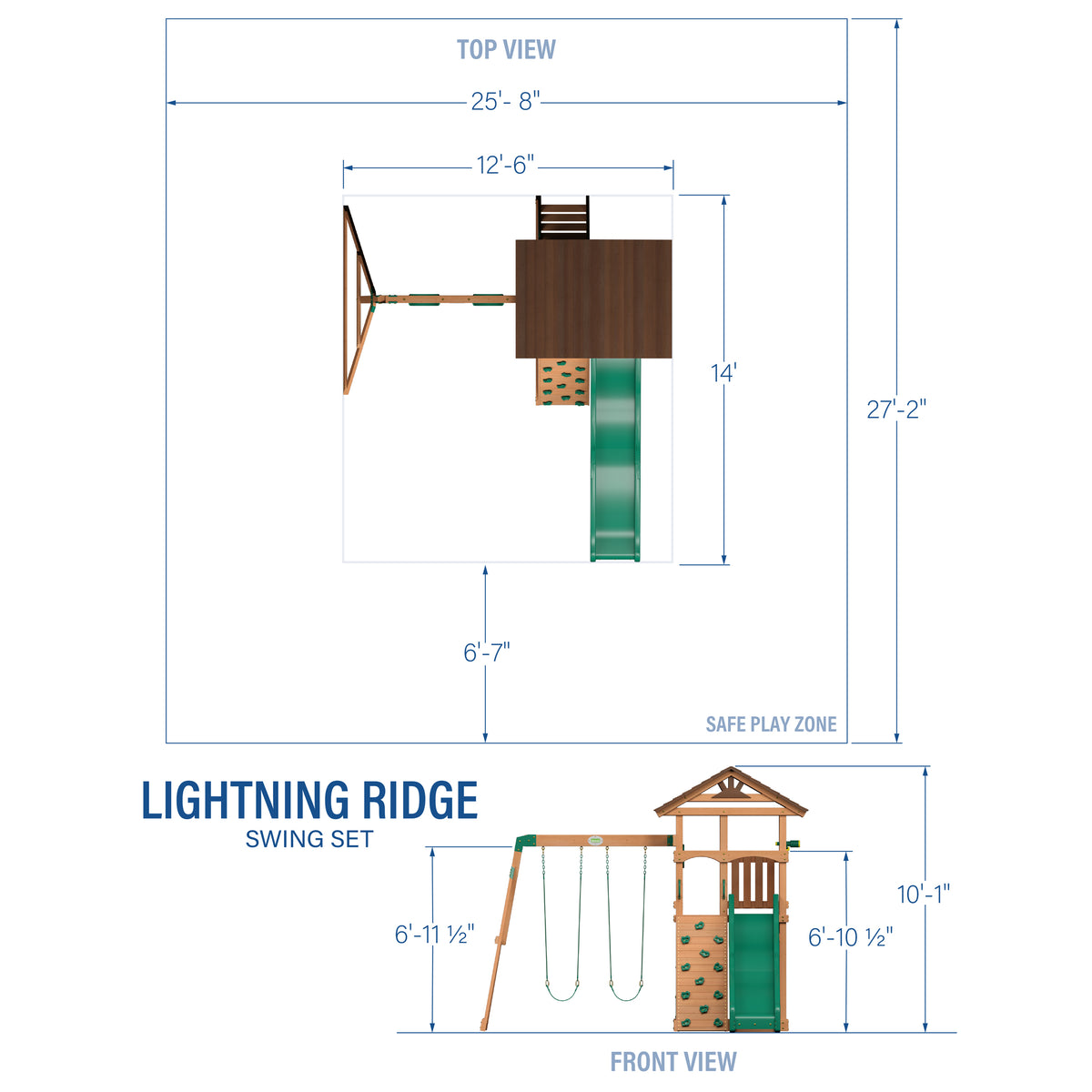Lightning Ridge Outdoor Wooden Swing Set Backyard Discovery