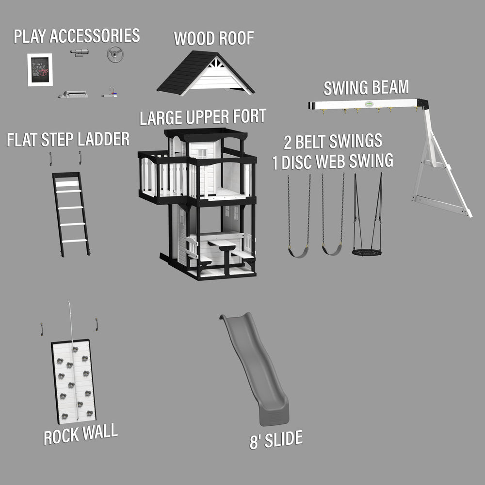 Swing Exploded View White Canyon Creek Outdoor Wooden Swing Set – Backyard Discovery