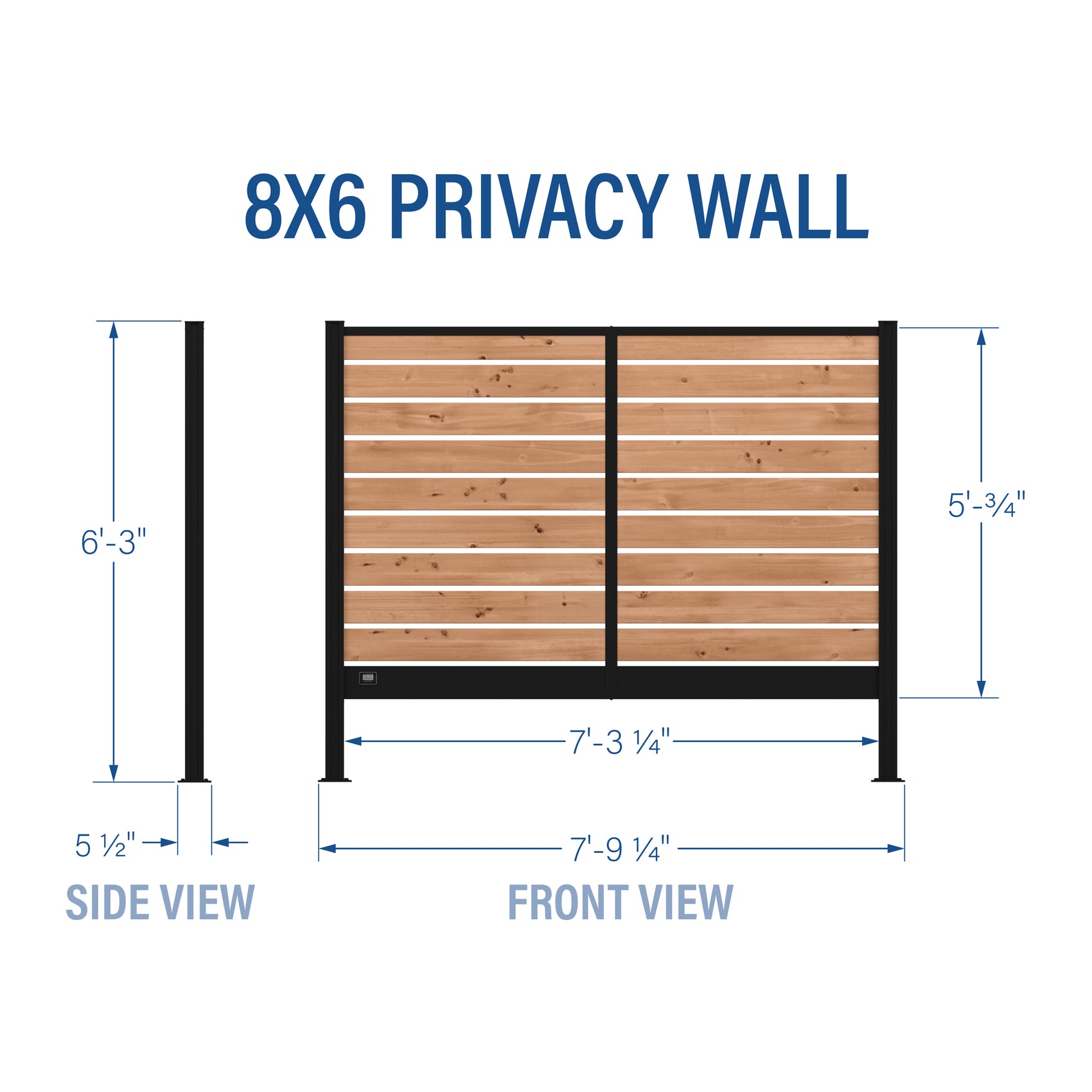 8x6 Privacy Wall Imperial Diagram
