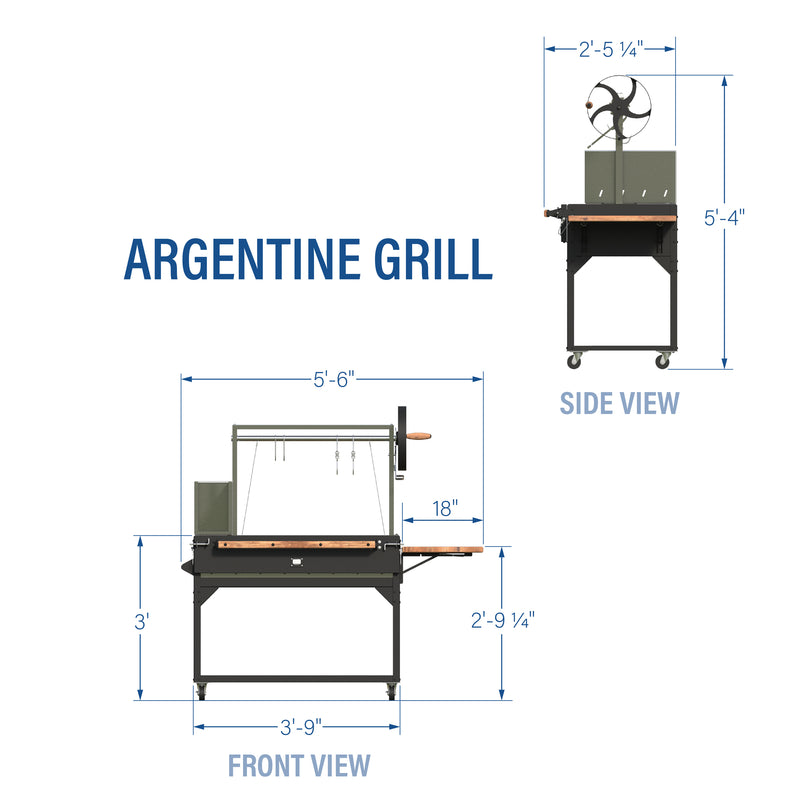 Premium Argentine/Santa Maria BBQ Grill with Wood Fire and Charcoal Grill specifications